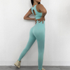 Tenues d'entraînement Ensembles de yoga pour femmes Leggings de yoga taille haute sans couture côtelés personnalisés 2 pièces