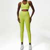 Ensembles de yoga pour femmes 2 pièces dos croisés hauts d'entraînement personnalisé sans couture taille haute surdimensionné logo côtelé impression gym personnalisé de haute qualité en gros leggings