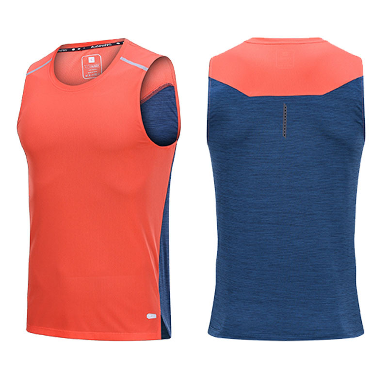 Personnalisez le grand gilet pour hommes de marathon de course de sport à séchage rapide, haut sans manches de remise en forme léger et respirant