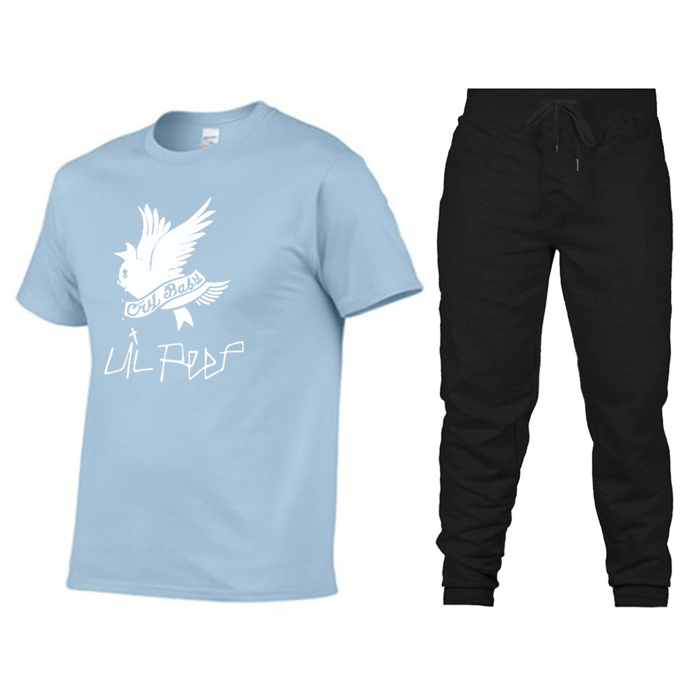 Nouvelle tendance Lil Peep Street T-shirt pour hommes à manches courtes et col rond pour hommes + Pantalon de sport Costume pour hommes