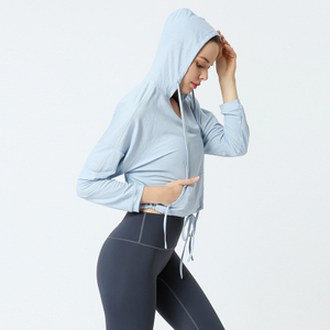 Course à pied en plein air Yoga Sports Vêtements de protection contre le soleil Fitness pour femmes Pull à capuche ample à manches longues