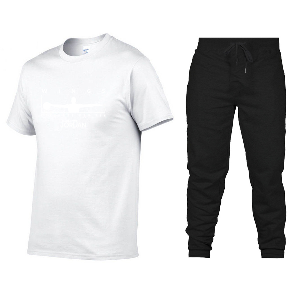 Vente chaude T-shirt à manches courtes en coton pour hommes Costume T-shirt à col rond pour hommes + Pantalon de sport Costume T-shirt à la mode