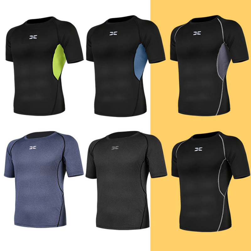 Chemise à séchage rapide pour hommes en gros d'usine T-shirt ajusté à manches courtes extensible Sports de plein air Running Fitness Vêtements