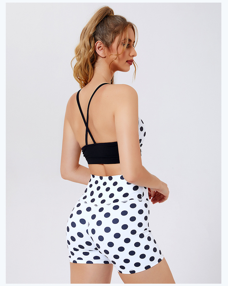 Ensembles de yoga pour femmes Soutien-gorge de sport 2 pièces pour la remise en forme d'entraînement Personnaliser avec un short taille haute à pois rétro vintage sans couture